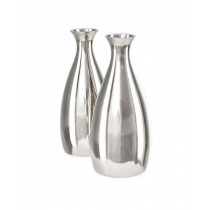 Serene Spaces Living Polished Aluminum With Nickel Finish Silver Bud Vase, Set of 2