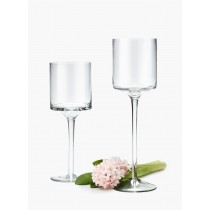 Serene Spaces Living Elegant Footed Clear Candle Holders, Ideal for Weddings or Parties, Set of 2