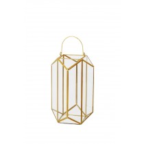 Serene Spaces Living Emerald Cut Glass Lantern, Measures 11 inches Tall, Sold Individually