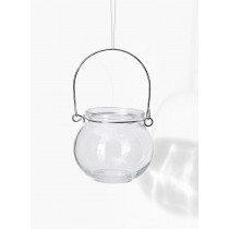 Serene Spaces Living Hanging Clear Glass Tealight Holder, Set of 6, Vintage Look, Each Measures 3” Tall and 3” Diameter