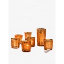 Copper Ribbed Votive Holder Sets - Votive Candle Holders | Serene Spaces Living