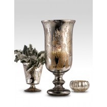 Antiqued Silver Bowl, Urn, & Vase