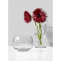 Etched Fishbowl & Trumpet Pedestal Vase