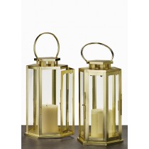 Brass Hexagon Lantern - Decorative Lanterns | Serene Spaces Living