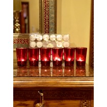 Valentines  Day Special Gift Set - Red OR Gold Mercury Glass Votive Holders, Set of 6 + Tea Lights in Clear Holders, Set of 24