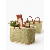 Natural Raffia Bags With Leather Handles - Decorative Raffia Accessories | Serene Spaces Living