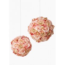 Medium Pink Bronte Hanging Pomander - Decorative Artificial Flowers | Serene Spaces Living