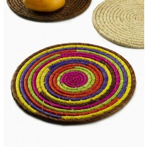 Multicolor Raffia Coasters, Set Of 6 - Decorative Rafia Accessories | Serene Spaces Living