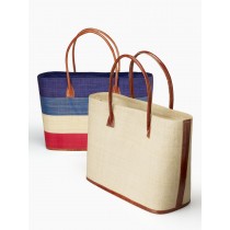 Multicolor And Natural Raffia & Leather Totes - Decorative Fair Trade Totes | Serene Spaces Living