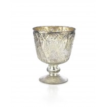 Serene Spaces Living Patterned Silver Glass Coupes – Elegant Vase and Container Measures 5.5” Diameter X 7” Tall & 7” Diameter X 9” Tall