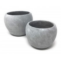 Serene Spaces Living Decorative Grey Cement Curvy Fishbowl Vase, Ideal for Wedding, Event Centerpieces, 2 Sizes Available