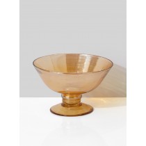 Serene Spaces Living Amber Luster Glass Flower Compote, Colored Vase For Centerpiece for Home Decor, Events, Weddings, Measures 4.25" Tall & 6.5" Diameter
