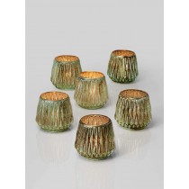 Serene Spaces Living Verdigris Glass Tea Light Holders, Vintage Style Diamond Design, Set of 48
