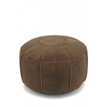 Vintage Inspired Natural Leather Pouf - Decorative Poufs | Serene Spaces Living