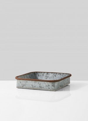 Serene Spaces Living Zinc Rust Rim Tray, 3 Sizes Available