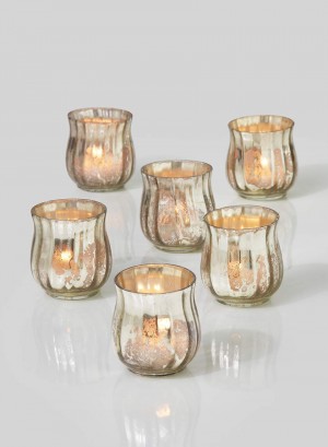 Antique Silver Bell Votive Holder, Set of 6