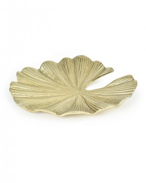Serene Spaces Living Shiny Gold Aluminum Large Water Lily Leaf Tray, Sold Individually