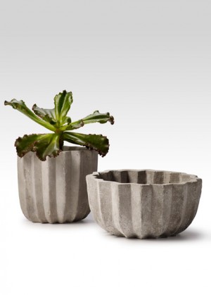Pleated Cement Pots - Decorative Pots | Serene Spaces Living