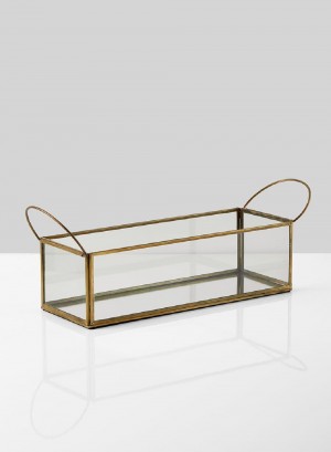 Serene Spaces Living Tea Light Holder With Mirror Bottom, Measures 14 inches Long, Sold Individually