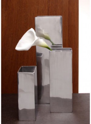 Oversized Silver Rectangle Vases