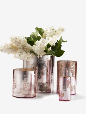 Antique Pink Glass Cylinders - Decorative Vases | Serene Spaces Living