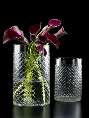 High Cut Glass Squares Cylinders - Decorative Vases | Serene Spaces Living