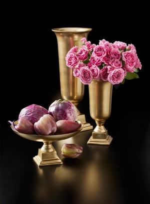 Gold Pedestal Bowl and Urns