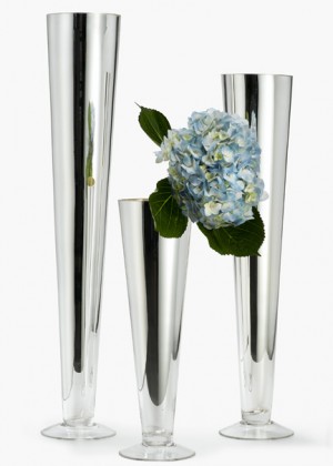 Silver Glass Flute Vase - Decorative Vases | Serene Spaces Living