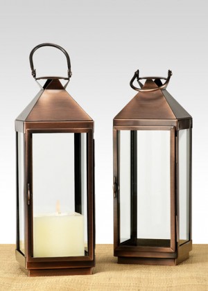 Copper Finish Steel Square Lantern - Decorative Lanterns | Serene Spaces Living