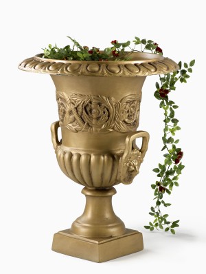 Oversized Gold Urn With Lion's Head & Handles - Decorative Urns | Serene Spaces Living