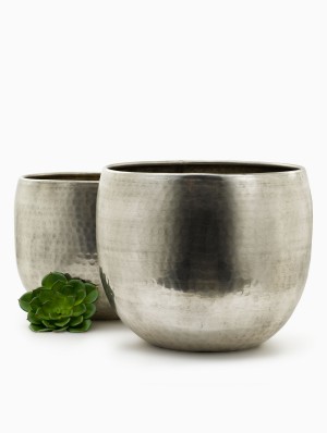 Hammered Antique Silver Planters - Decorative Planters | Serene Spaces Living