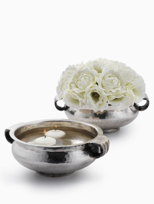 Small Antiqued Silver Handi Bowl - Decorative Bowls | Serene Spaces Living
