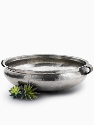 Oversized Antiqued Silver Handi Bowl - Decorative Bowls | Serene Spaces Living