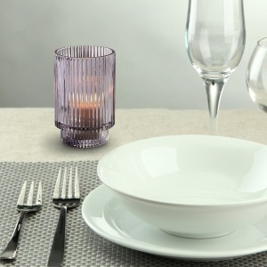 Serene Spaces Living Ribbed Glass Votive Holder, Perfect for Weddings and Home Décor, Measures 5" Tall and 3.5" Diameter