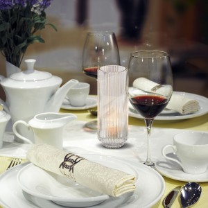 Serene Spaces Living Set of 4 Pleated Glass Votive Holder, Perfect for Weddings and Home Décor, In Clear and Smoke Grey Colors