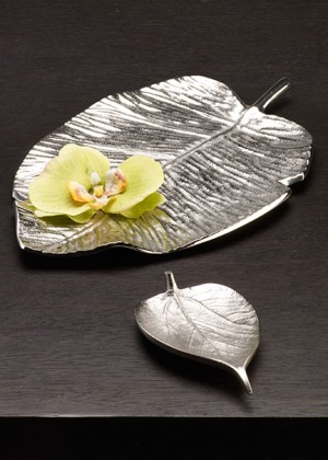 Nickel Leaf Dishes - Decorative Bowls | Serene Spaces Living