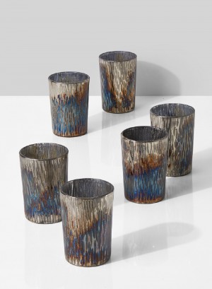 Serene Spaces Living Set of 6 or 48 Oxidized Glass Votive Candle Holders, Ideal for Weddings Parties Events Spa Fall Table Decorations, 3.25" Tall and 2.25" Diameter