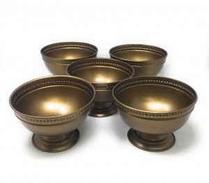 Serene Spaces Living Antique Gold Iron Pedestal Bowl, Versatile Footed Bowl, Set of 12, Measures 4.5" Tall and 6.75" Diameter