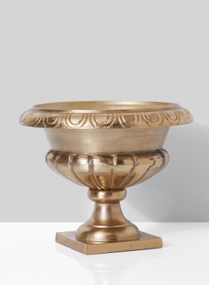 Serene Spaces Living Gold-Plated Sorrento Flower Urn, 10" Tall & 12" Diameter