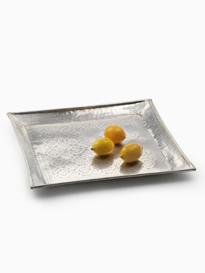 Square Antique Silver Tray - Decorative Trays | Serene Spaces Living