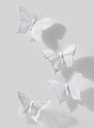 White and Silver Butterfly, Set of 12