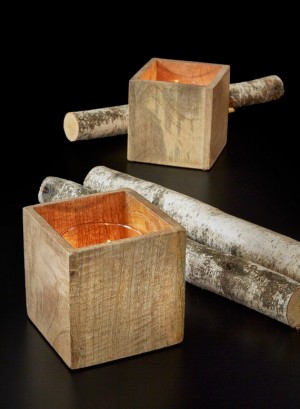 Square Wood Candle Hurricanes  - Decorative Hurricane Vases | Serene Spaces Living
