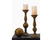 Antique Gold Leaf Pillar Holders and Ball - Decorative Candle Holders | Serene Spaces Living