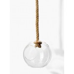 Serene Spaces Living Decorative Hanging Glass Vase with Jute Rope, Measures 8.5” Diameter