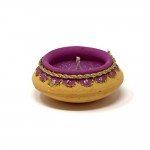 Serene Spaces Living 3-Hour Diya Candle in Multi-Colored Hand Painted Terracotta Pot, Ideal for Lighting at Festivals, Set of 16