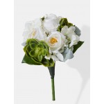 Serene Spaces Living Faux Succulent and White Rose Bouquet, Ideal for Flower Girl or Bridesmaid, Measures 10” Tall and 7” Diameter