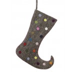 Serene Spaces Living Polka Dots Grey Stocking, Holiday Décor, Pack of 2, Each Measures 10” Wide and 13.75” Tall