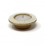 Serene Spaces Living 2.5-Hour Coin Candle Diyas in Handmade Terracotta Pot with Pearl Beads, Ideal for Lighting at Christmas, Set of 4 and Set of 9 Available