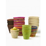 Green, Multicolor & Natural Raffia Pots