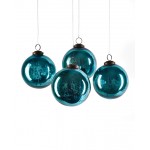 Serene Spaces Living Set of 4 Antique Mercury Glass Balls, Ornaments for Holiday Décor, Available in Silver/ Copper/ Gold/ Aqua/ Green